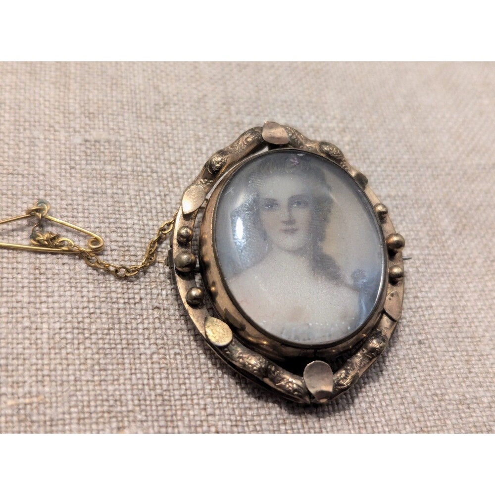 Victorian Mourning Spinner Brooch Gold Filled